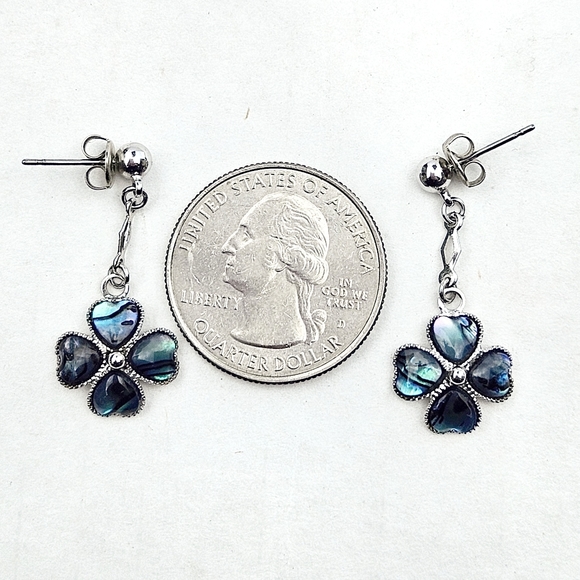 Blue Flower Drop Earrings - Picture 8 of 8